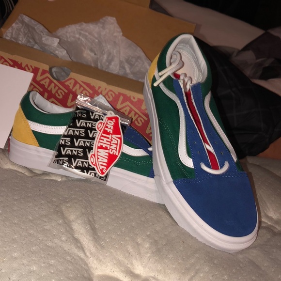 red blue green and yellow vans